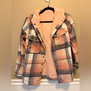 Plaid Soft Lined Jacket with Hood